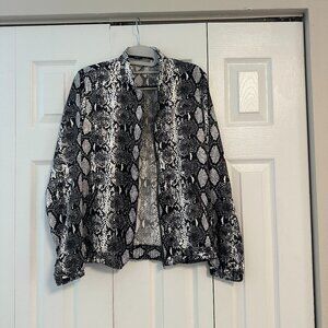 NY Collection collection Sequin Snakeskin Print Bomber Jacket